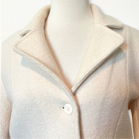 Vintage Casual Corner Neutral Cream Textured 100% Wool Staple Jacket Blazer - Picture 3 of 13